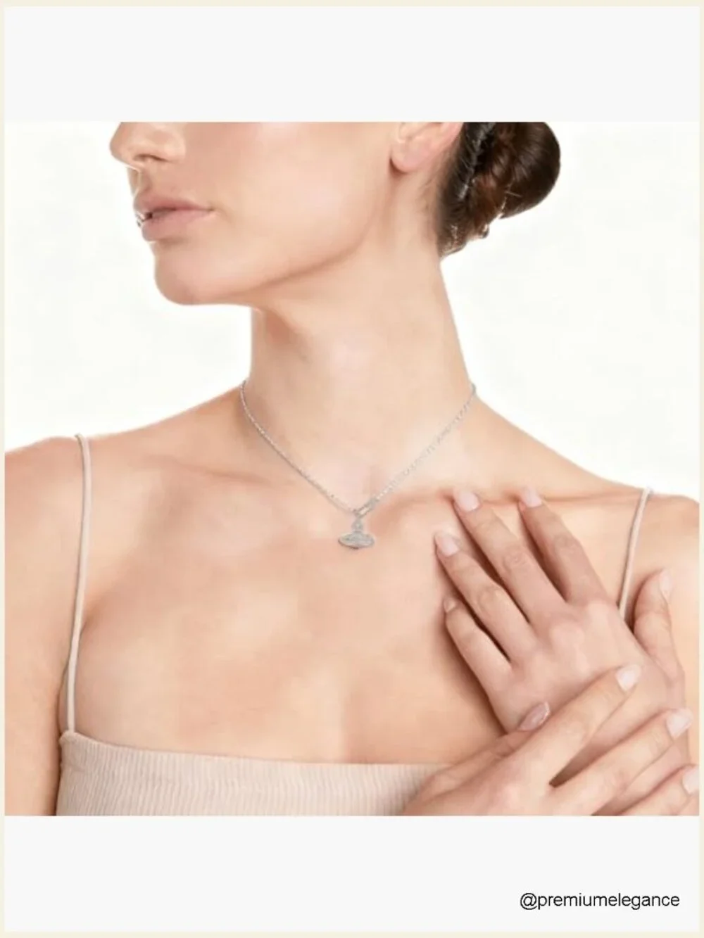 Saturn Pendant Necklace, Safety Pin Zircon, 925 Sterling Silver, 15.35